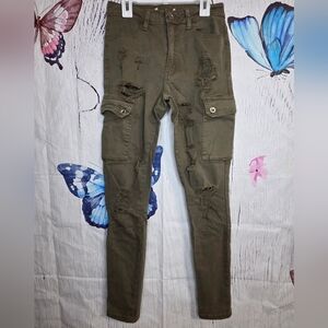 Aphrodite Olive Distressed Skinny Jeans